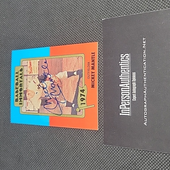 Mickey mantle sighned card 1980 87 ssp baseball immortals Inpersonauthentication - Picture 1 of 14